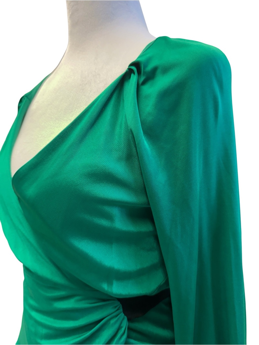 DVF Diane Von Furstenberg Venmo Emerald Green Long Sleeve Wrap US Small NWT - Picture 6 of 15